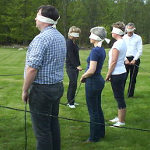Group exercise with blindfolds